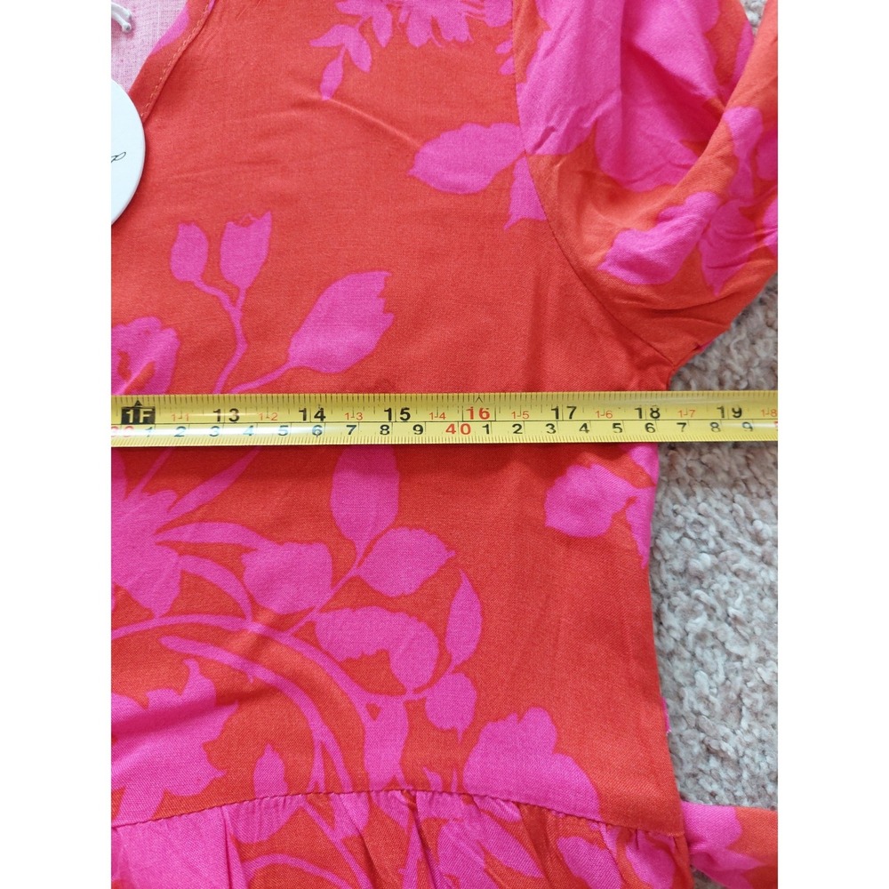 Petal + Pup Alijah Floral Tiered Midi Dress V-Neck Tie Waist Size Small NWT - Picture 6 of 8